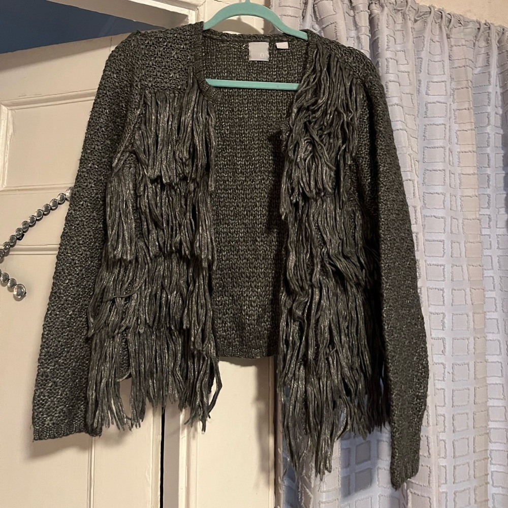 Oc fringe gray sweater